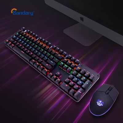 China 104 Key Low Price RGB Backlit Mechanical Switch Green USB Wired Combo Gaming Keyboard Mouse for sale