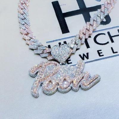 China TRENDY Hip Hop Iced Out Cuban Link Diamond Letter Custom Women Jewelry Pendant Necklace Jewelry for sale