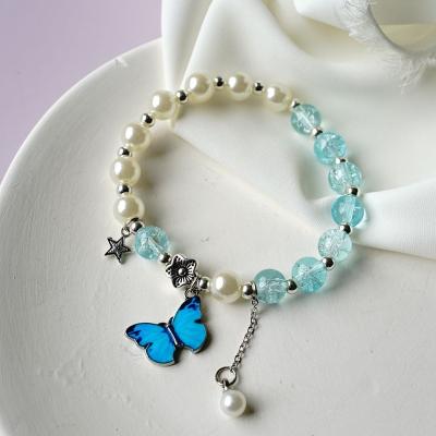 China Other Fashion Jewelry Bracelet Ladies Beads Blue Popcorn Bracelet Butterfly Bracelet Jewelry for sale