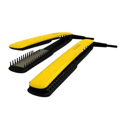 China Commercial Professional 2 in 1 Hair Straightener and Brush Flat Iron with Removable Comb for sale