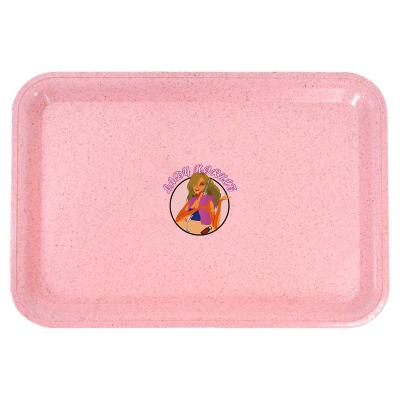 China Smoke Accessories Eco - Friendly Biodegradable Cute Pink Environmental Smoking Rolling Trays For Girls for sale