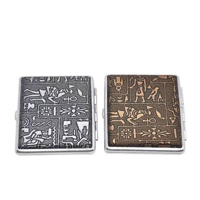 China Antique Retro Men's Accessories 20 Sticks Pharaoh Engraving Punk Smoking Leather Cigarette Holder for sale