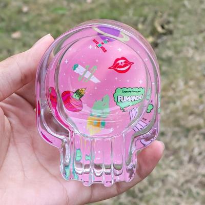 China Cute Crystal Tobacco Cigar Rose Skull Glass Smoking Ashtray Cigarette Ash Holder Cartoon Girls Accessories for sale