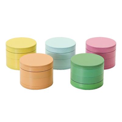 China Accessories Macaron Smoking Pink Candy Colors 63MM Dry Herb Tobacco Ceramic Painted Herb Grinder 4 Layers Aluminum Alloy Metal for sale