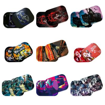 China Eco-friendly Metal Pink Colorful Serving Rolling Trays Cover Designs Sublimation Rolling Tray With Magnetic Lid Manufacturers for sale