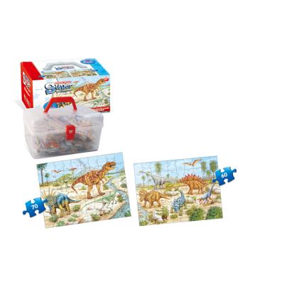 China Suitcase Racing Dinosaur 2-In-1 Puzzle 3D Toy Suitcase Jigsaw Puzzle For Children Play Toy for sale