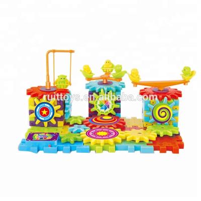 China Intelligent Funny Electric Block Toy 82PCS Brick Interlocking Plastic Learning Blocks Gear Building Blocks for sale