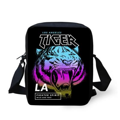 China Low Moq Tiger Printed Popular Mini Handbags 2021 Fashion Custom Messenger Bags Crossbody Shoulder Bags Men For Boys for sale