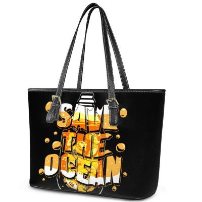 China Meaningful PU Leather Bag POD High Quality Women Large Tote Bag Ladies Hand Bags For Distribution for sale