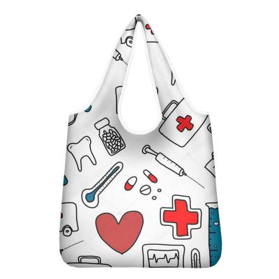 China Medical Print Low Price Reusable Nurse Shopping Bag Bulk Folded Logo for sale