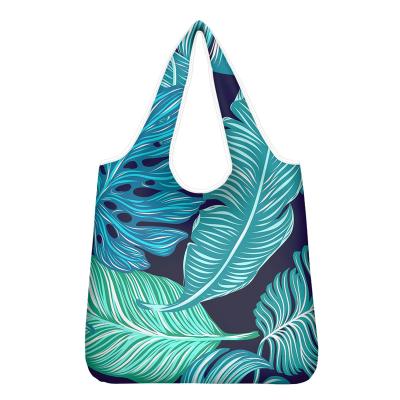 China Reusable Palm Trees Reusable Tropical Custom Polyester Grocery Bag Eco Friendly for sale