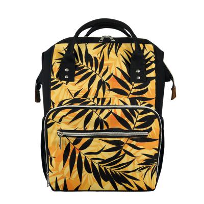 China Lequeen diaper bag simple baby palm trees printing sublimation lightweight tropical diaper backpack for sale