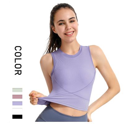 China Breathable custom women sports vest wholesale women fitness shirt sports workout girls active wear yoga top for sale