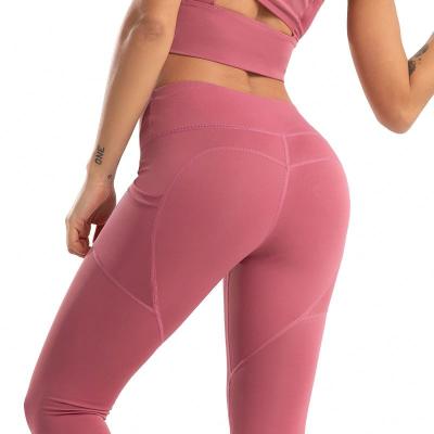 China 2021 Athleisure Gym Sport Wear New Design Women Breathable Custom Yoga Pants High Waist Fitness Gaiters With Pockets for sale