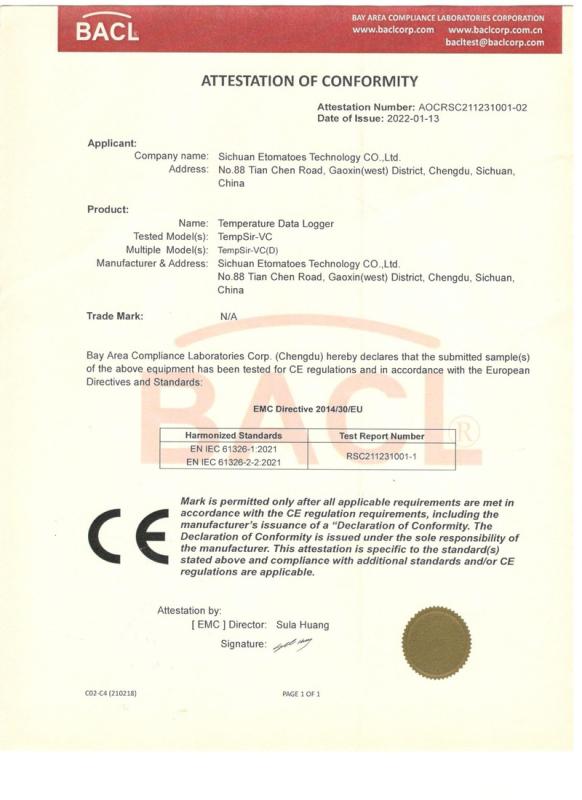 CE - Sichuan Etomatoes Technology Co., Ltd.