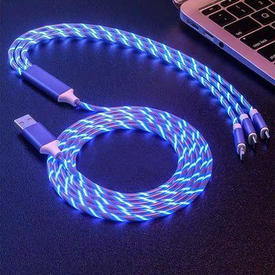 China MP3/MP4 Player Smart Power Off Led Flowing Cable 1m Charger Cable 3 In 1 Usb Fast Charging Cable Lighting Micro C Type for sale