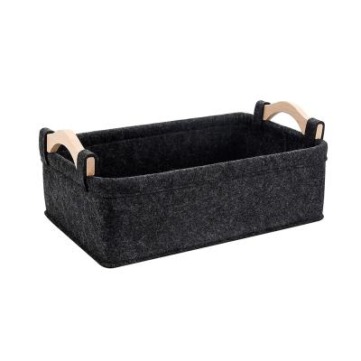 China Sustainable Small Storage Lightweight With Wood Handles Large Fashion Felt Box for sale