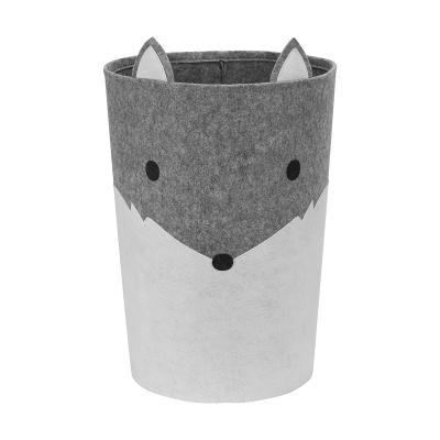 China Viable Upin Felt Animal Fox Storage Torage Basket Felt Collapsible Storage Baby Bin for sale