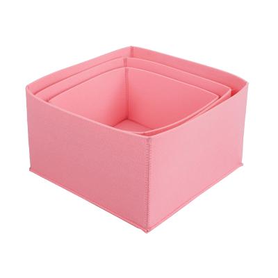 China Upin viable 3 pieces felt storage boxes and barrel felt storage boxes felt storage baskets for sale