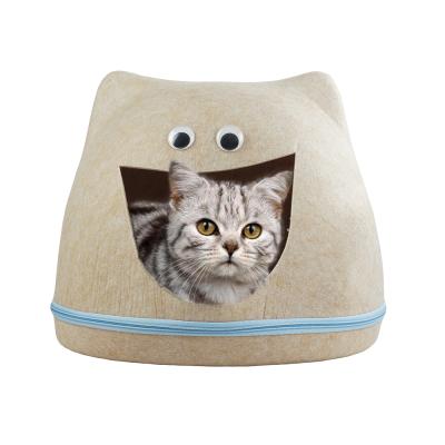 China Upin Breathable High Quality Factory Pet House And Cat Bed Sleeping Bag Direct Felt Zipper Cat Kennel for sale