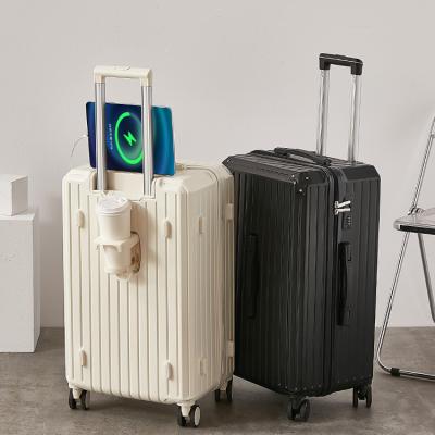 China SHAPE 2023 New Design Green Trending Travel Bags Porter-ONS ABS Luggage With Usb Charger And Cup Holder for sale