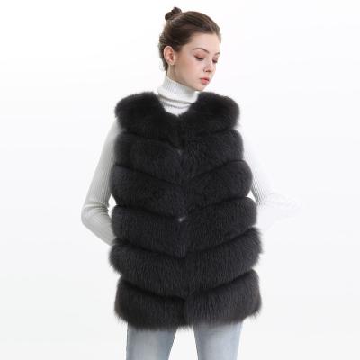 China Reversible Custom Size Madame Fur Vest Woman Shaggy Fox Fur Vest Fashionable Size Coat For Winter for sale