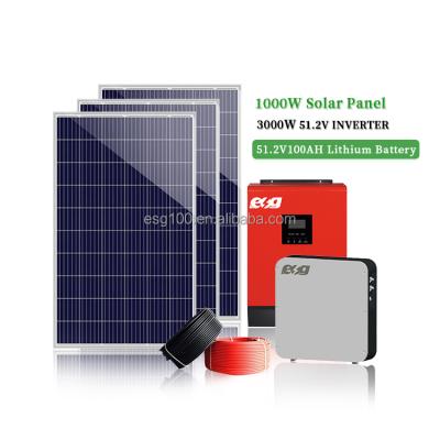 China ESG Mppt contrller 3000w inverter 3000w off-grid solar panel system 48V 3kw solar panel kit 3000w off-grid solar panel home system for sale