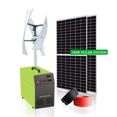 China Hot Sale 500w600w 1kw 12v 24v 48v Vertical Wind Power System Axies Wind Turbine Generator Home Off Grid Wind Solar Hybrid System for sale