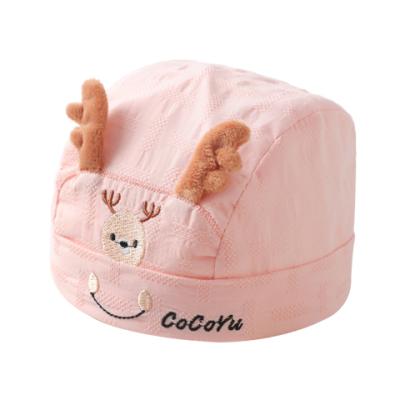 China Skin-friendly Deer Soft Exquisite Embroidery Cartoon Baby Pirate Sweat-absorbent Hat for sale