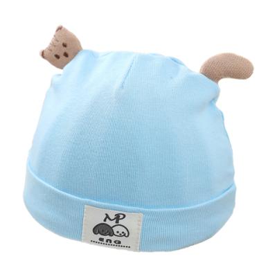 China Factory direct sales soft spring and autumn and winter lovely cotton bear knitted baby newborn hat for sale