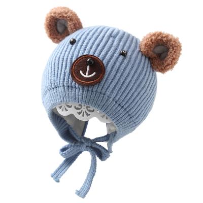 China Baby hat autumn and winter soft ear protection knitted hat winter sweater warm cute hat for sale