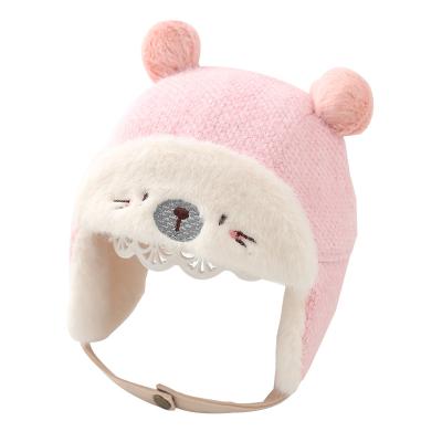 China Direct sales soft winter Ushanka hat plush waem baby cute hat for sale