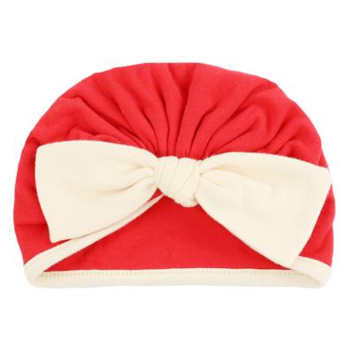 China Handmade Cute Newborn Baby Hat Cotton Low Point Indian Bow Girl Hat for sale