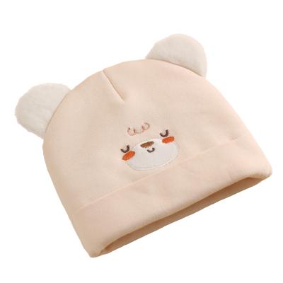 China Soft Chinese satin striped warm cotton and autumn winter bear newborn baby hat for sale