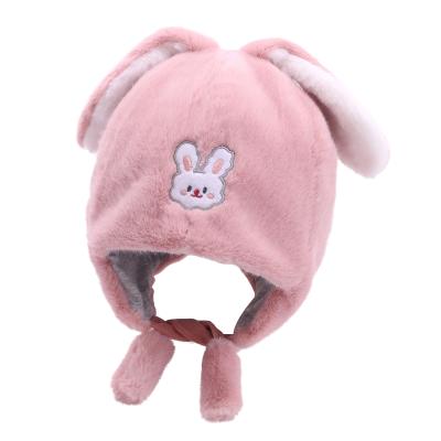 China New Cute Rabbit Baby Hat Baby Autumn And Winter Soft Fur Warm Hat Windproof Long Hat for sale