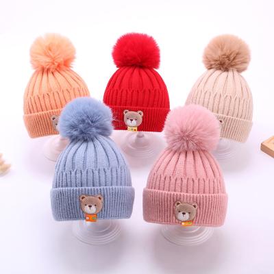 China Small COMMON Batch Hat Knit Pour Kids Winter Hat For Babies Big Bobble Knit Baby Hat for sale