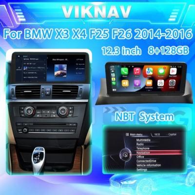 Китай Viknav 12.3 дюймовое автомобильное радио Для BMW X3 X4 F25 F26 2014 15 16 NBT Система беспроводной мультимедийный проигрыватель GPS навигация Android продается