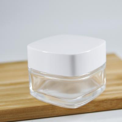 China Wholesale 50g Cosmetic Cosmetic Containers Glass Jar Frosted Glass Cream Jar With Sliver Lid for sale