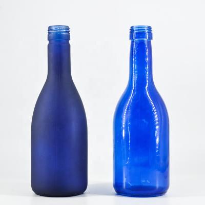 China Fashionable Plum Wine Bottle 350ml Glass Bottle Paint Cobalt Blue Glass for Juice Fruit Wine Fermented Wine for sale