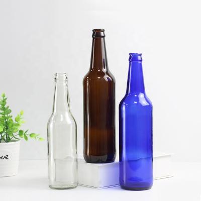 China New Design 500ml Healthy Empty Clear Amber Green Beer Wine Beverage Glass Bottle With Metal Lid for sale