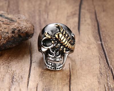 China Wholesale 2020 Vintage Retro Punk Titanium Skull Scorpions Jewelry Mens Stainless Steel Rings Men Gold for sale