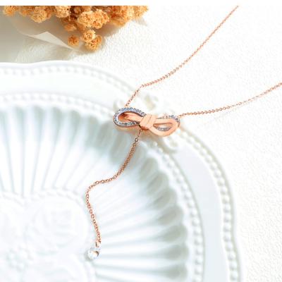 China 2019 Hot Selling Punk Long Stainless Steel Flower Necklace Rose Gold Plated CZ Hot Sale Charm Necklace Women Girl Pendant Gift for sale