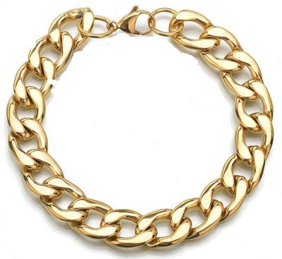 China Hiphop 2021 Hip Hop Cuban Link Jewelry Bracelet Punk Chain Gold Plated Stainless Steel Multi Size Mens Womens Gift Retro for sale