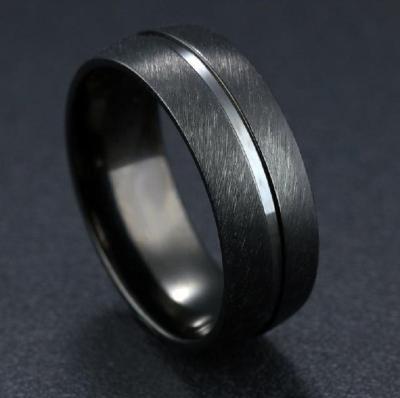 China None Like Titanium Black Multi Size Rings Vintage Band Simple Flat Top Rings For Women Men Stainless Steel Ring Unisex Party Retro for sale