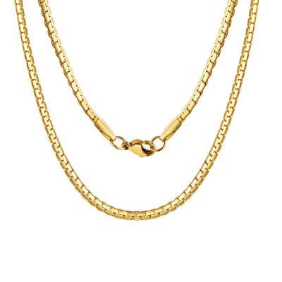 China 2021 Chunky Flat Stainless Steel Snake Hiphop Thick Chain Necklace Gold Plated 3mm Titanium Jewelry Hip Hop Statistical Institute Gold Jewelry Retro for sale