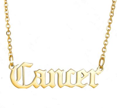 China Customized TRENDY Customized Name Necklace Stainless Steel Zodiac Sign Gold Link Chain Pendant Necklace Personalized Gift Wholesale for sale