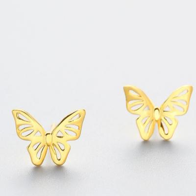 China New Cute 925 Sterling Silver Earring Luxury Cute Rose Gold Plated Butterfly Stud Earring For Women Bridal S925 Silver Real Jewelry for sale