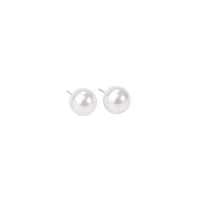 China New Hot Cute 925 Sterling Silver Earring Tiny Platinum Plated Multi Size Freshwater Pearl Around Simple Stud Mail Earring Women for sale