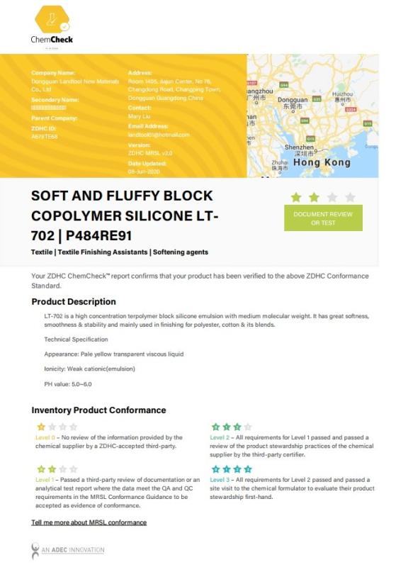 ZDHC Chemcheck report - Dongguan Landtool New Materials Co., Ltd