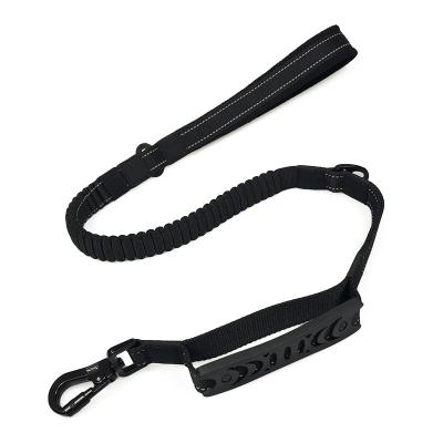 China Padded Strong Nylon Neoprene Padded Double Handles Thoughtful Extendable Bungee Dog Leash With Car Seat Belt Buckle for sale